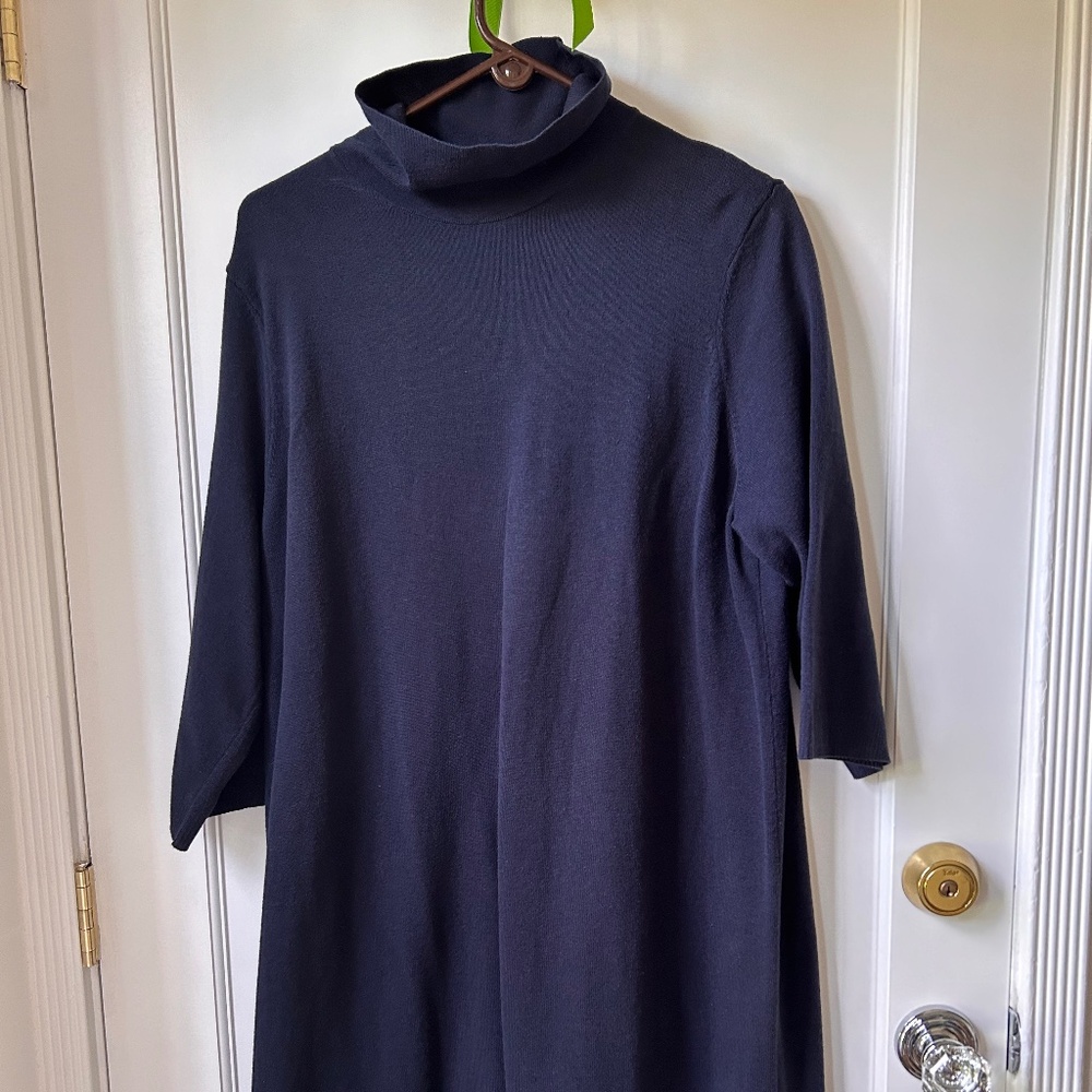 J. Jill NAVY loose turtleneck knit dress comfortable 1X stretchy